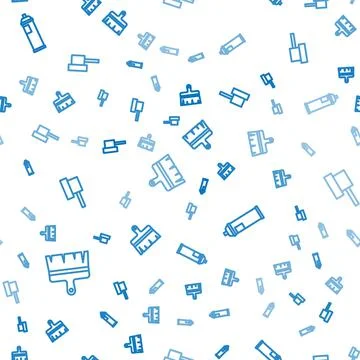 Set line Paint brush, spray can and Spray nozzle cap on seamless pattern. Vector Illustrazione stock