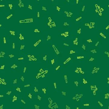 Set line Paint brush, spray gun and roller on seamless pattern. Vector Illustrazione stock