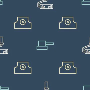 Set line Paint roller brush, Spray can nozzle cap and on seamless pattern Stock Illustration