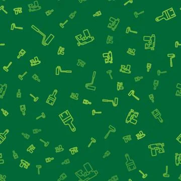 Set line Paint roller brush,  and spray gun on seamless pattern. Vector Stock Illustration