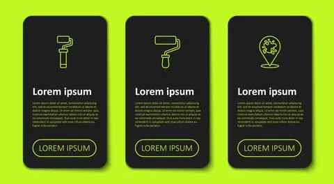 Set line Paint roller brush,  and spray. Business infographic template. Vecto Stock Illustration