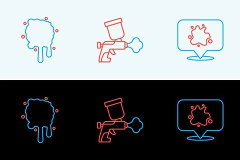 Set line Paint spray,  and gun icon. Vector Stock Illustration