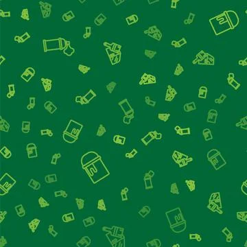 Set line Paint spray can, bucket and Car painting on seamless pattern. Vector Stock Illustration