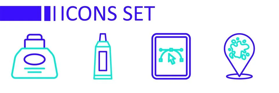 Set line Paint spray, Computer with design program, Tube paint palette and .. Stockillustratie