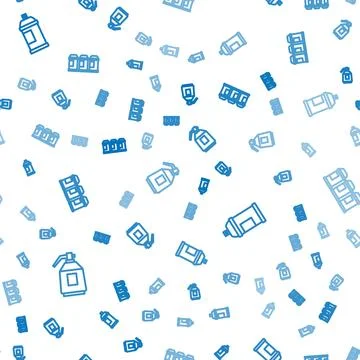 Set line Paint spray gun, can and on seamless pattern. Vector Illustrazione stock