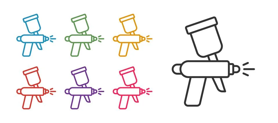 Set line Paint spray gun icon isolated on white background. Set icons color.. Stock-Illustration