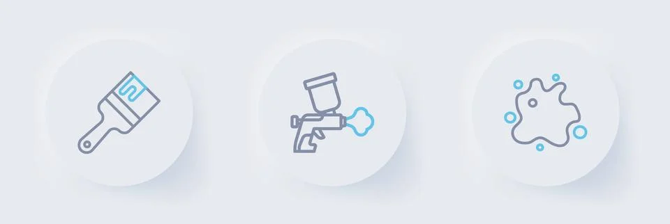 Set line Paint spray, gun and brush icon. Vector Stock Illustration