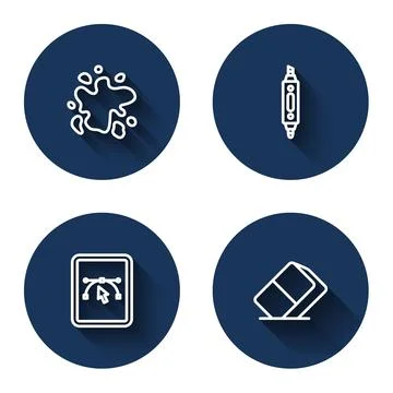 Set line Paint spray Marker pen Computer with design program and Eraser or ru Stock Illustration
