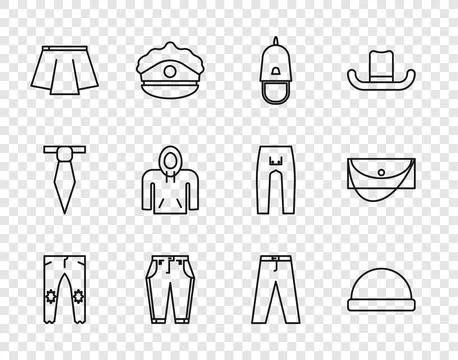 Set line Pants, Beanie hat, Police cap with cockade, Skirt, Hoodie,  and Cl.. イラスト素材