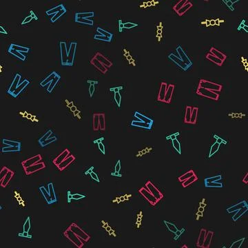 Set line Pants, Tie, Bow tie and on seamless pattern. Vector Stock Illustration