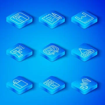 Set line Paper bag with bread loaf, Clock 24 hours, Percent discount and mobile イラスト素材