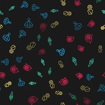 Set line Parachute, Torch flame, Military reward medal and Peace on seamless Иллюстрация