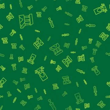 Set line Parthenon, Medusa Gorgon and Medieval sword on seamless pattern. Vector Stock Illustration