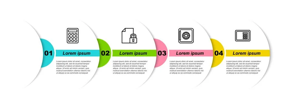Set line Password protection, Document and lock, Safe and . Business infographic 스톡 일러스트