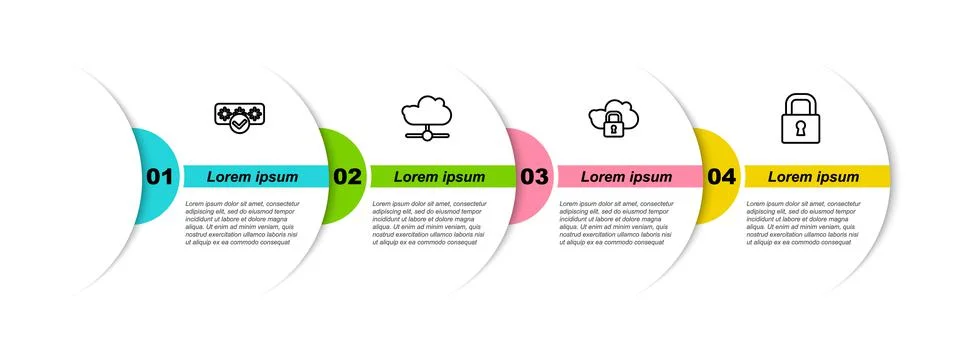 Set line Password protection, Network cloud connection, Cloud computing lock  Stock Illustration
