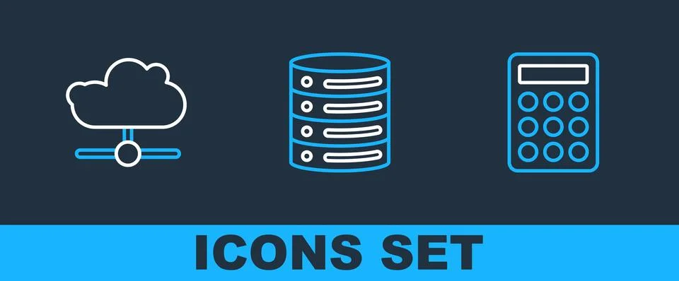 Set line Password protection, Network cloud connection and Server, Data, We.. Stock Illustration