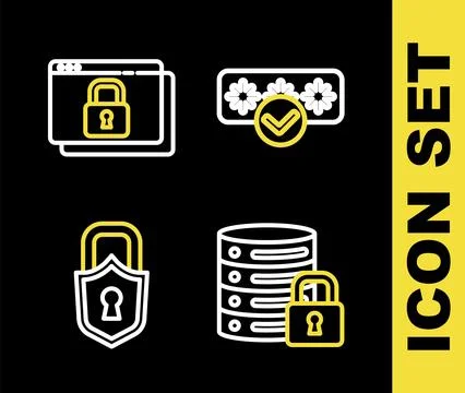 Set line Password protection, Server security with lock, Lock and Secure your 库存插图