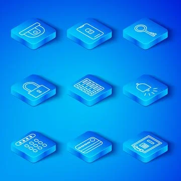 Set line Password protection, Server, Data, Web Hosting, Credit card, Ringi.. Stock Illustration