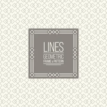 Set of line pattern and linear frame Stock Illustration