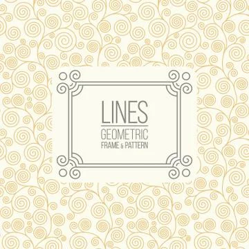Set of line pattern and linear frame Stock Illustration