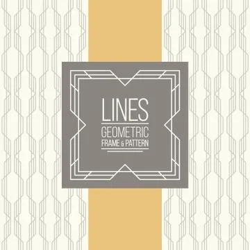 Set of line pattern and linear frame Stock Illustration