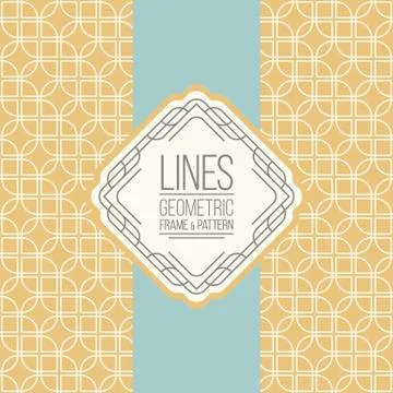 Set of line pattern and linear frame Stock Illustration