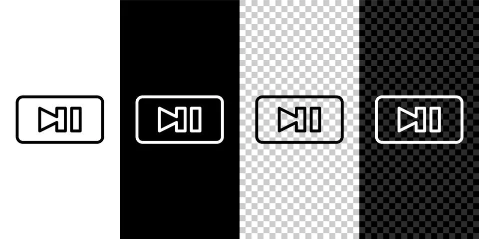 Set line Pause button icon isolated on black and white, transparent backgro.. Stock Illustration