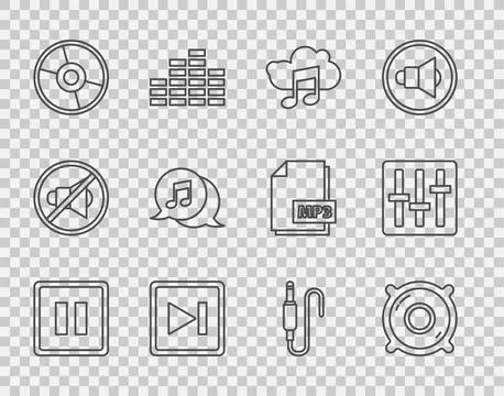 Set line Pause button Stereo speaker Music streaming service Fast forward CD  Illustrazione stock