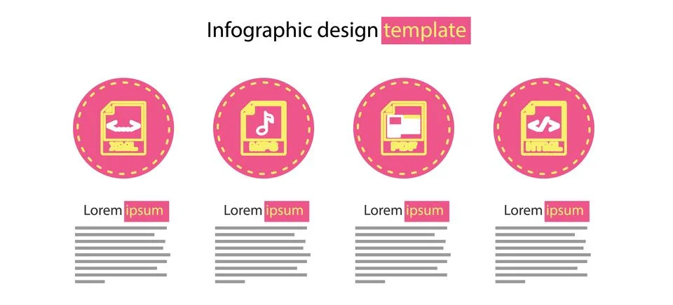 Set line PDF file document, HTML, MP3 and XML icon. Vector 스톡 일러스트