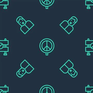 Set line Peace, Censor and freedom of speech and Road barrier on seamless イラスト素材