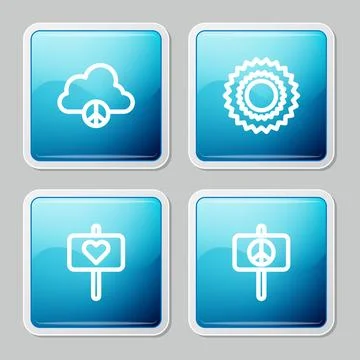 Set line Peace cloud, Sun, and icon. Vector 스톡 일러스트