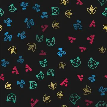 Set line Peanut, Pet, Bee and Mold on seamless pattern. Vector イラスト素材