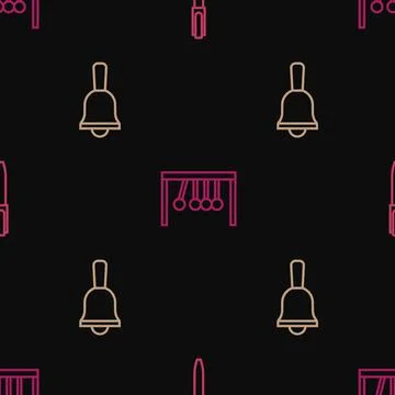 Set line Pen, Ringing bell and Pendulum on seamless pattern. Vector イラスト素材