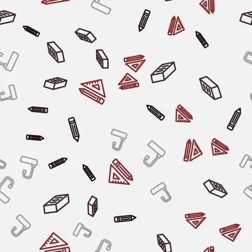 Set line Pencil with eraser, Brick, Washbasin and Triangular ruler and pencil on Stock Illustration