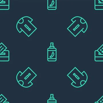 Set line Pepper spray, T-shirt protest and Vote box on seamless pattern. Vector Stock Illustration
