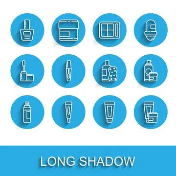 Set line Perfume, Cream or lotion cosmetic tube, Nail polish bottle, Mascar.. Stock-Illustration