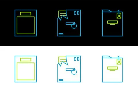 Set line Personal folder, Empty form and Ordered envelope icon. Vector 스톡 일러스트