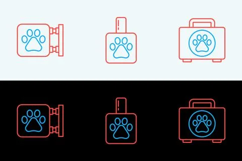 Set line Pet first aid kit, Veterinary clinic and shampoo icon. Vector Stock Illustration