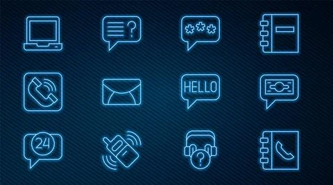 Set line Phone book, Stacks paper money cash, Speech bubble chat, Mail and e Illustrazione stock