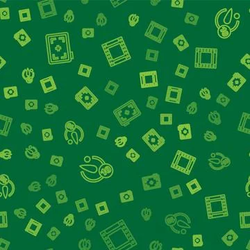 Set line Photo camera, Camera timer and roll cartridge on seamless pattern... Stock Illustration