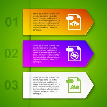 Set line PHP file document, WMA, OTF and WAV. Business infographic template.  イラスト素材