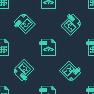 Set line PHP file document, TIFF and PNG on seamless pattern. Vector Illustration