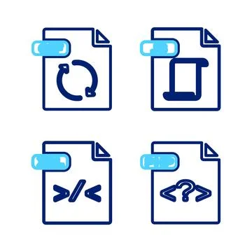 Set line PHP file document, XSL, JS and GIF icon. Vector イラスト素材
