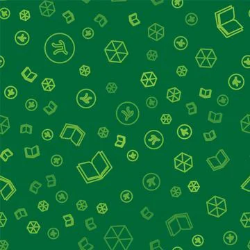Set line Pi symbol, Open book and Geometric figure Cube on seamless pattern.  Illustrazione stock