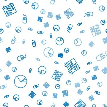 Set line Pie chart infographic, Calendar and Computer mouse on seamless pattern 스톡 일러스트