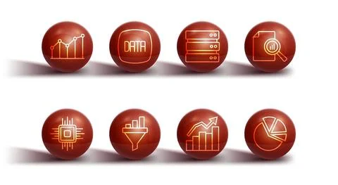 Set line Pie chart infographic, Processor CPU, Document with, Financial growth 库存插图