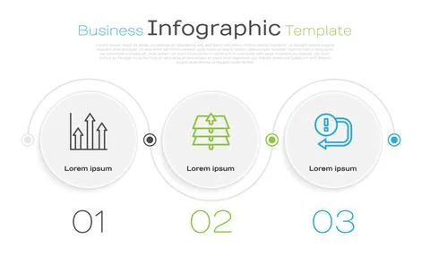Set line Pie chart infographic, Layers and Arrow. Business infographic template Illustrazione stock