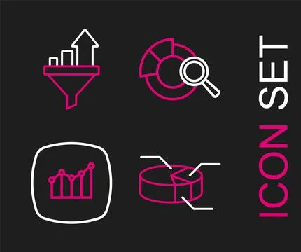 Set line Pie chart infographic, Financial growth, Search data analysis and Sales Stock Illustration