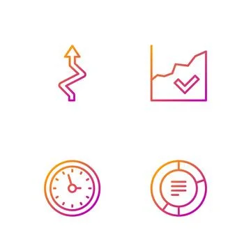 Set line Pie chart infographic, Clock, Arrow and Financial growth increase 스톡 일러스트