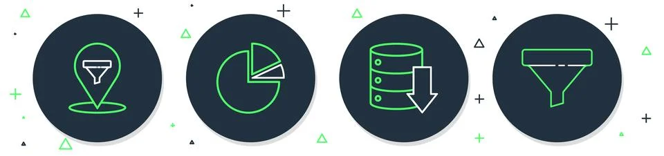 Set line Pie chart infographic Server Data Web Hosting Location with sales fu Stockillustratie